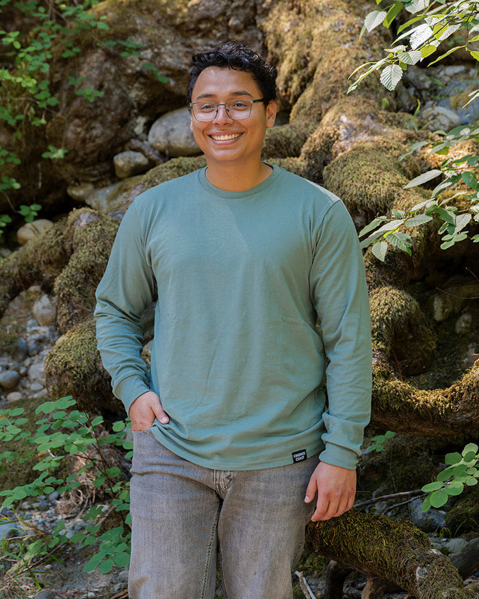 Unisex 100% Organic Cotton Long Sleeve Tee - Blank Apparel - Seafoam