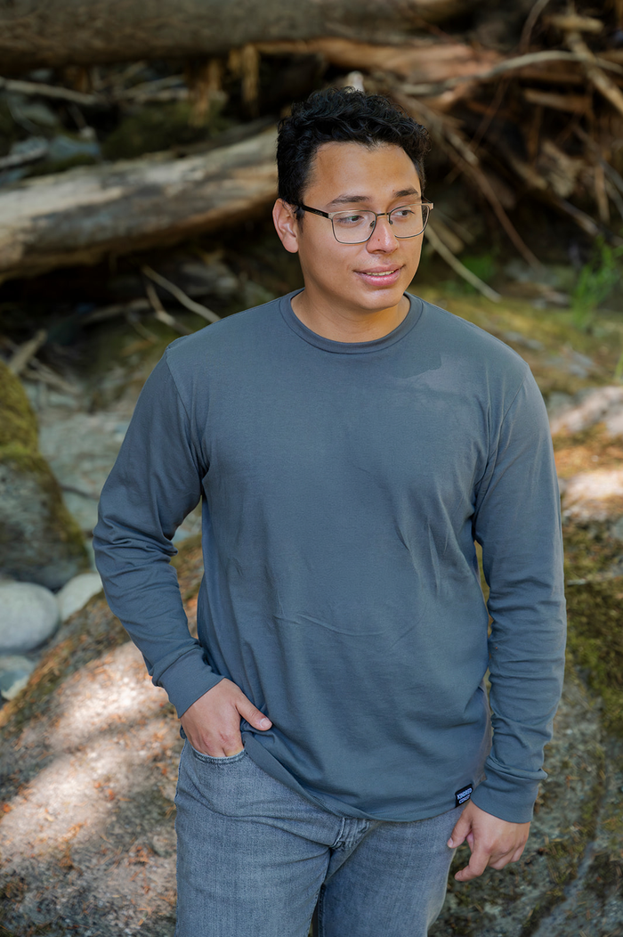 Unisex Organic Cotton Long Sleeve Tee - Blank Apparel - Storm