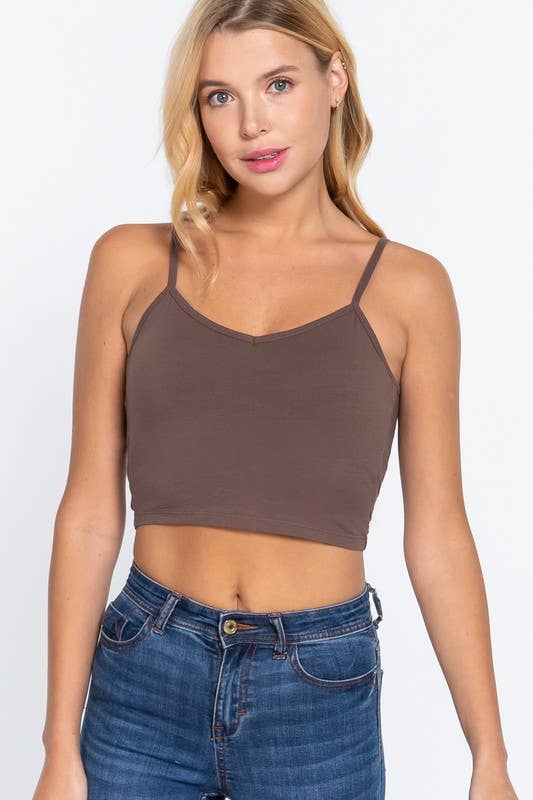 V-neck W/removable Bra Cup Cotton Spandex Cami
