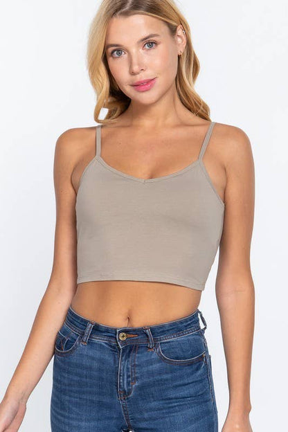 V-neck W/removable Bra Cup Cotton Spandex Cami