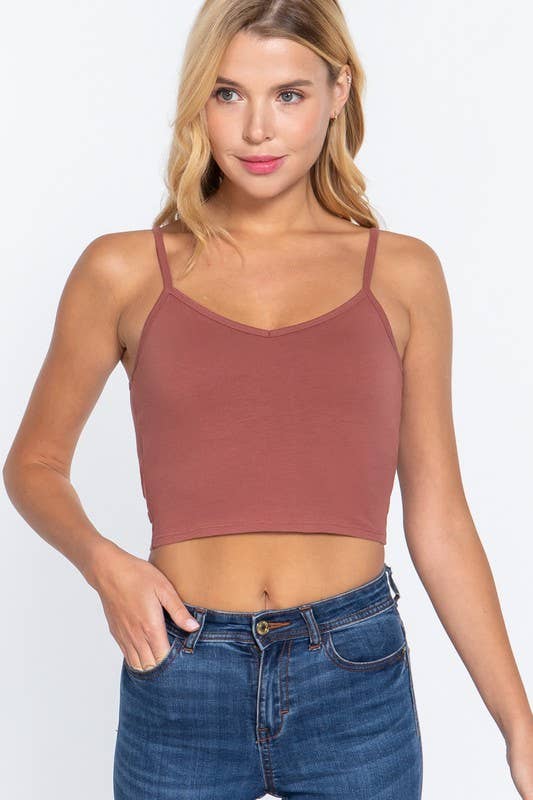 V-neck W/removable Bra Cup Cotton Spandex Cami