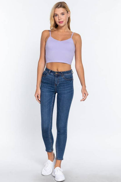 V-neck W/removable Bra Cup Cotton Spandex Cami