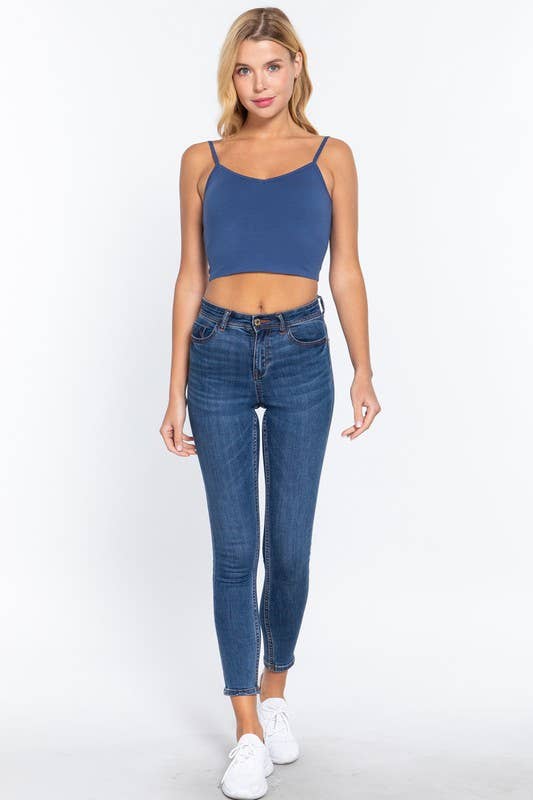 V-neck W/removable Bra Cup Cotton Spandex Cami