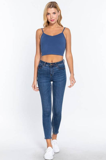 V-neck W/removable Bra Cup Cotton Spandex Cami