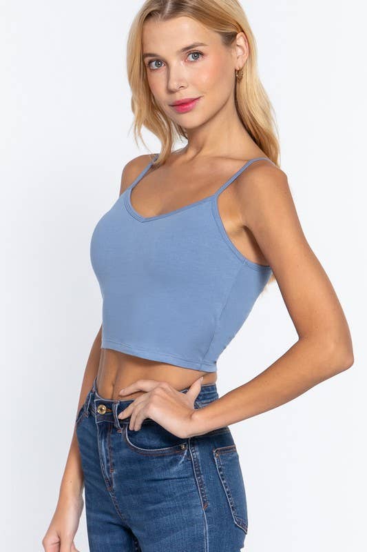 V-neck W/removable Bra Cup Cotton Spandex Cami