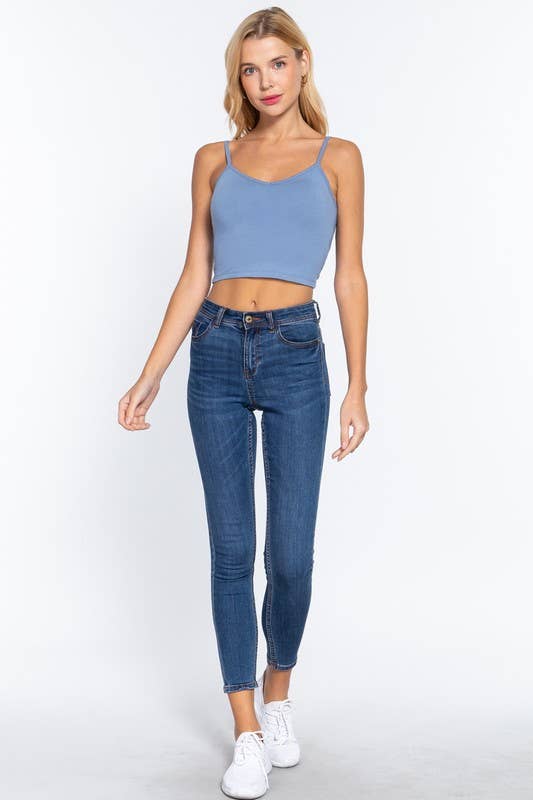 V-neck W/removable Bra Cup Cotton Spandex Cami