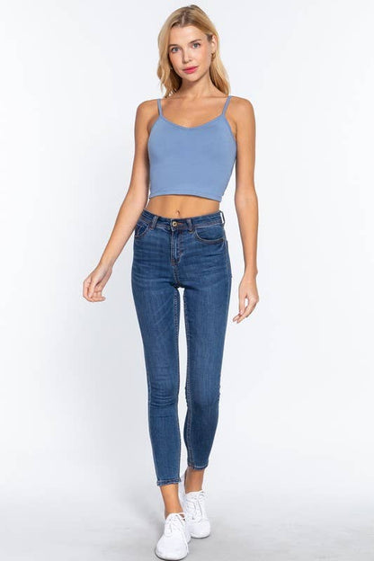 V-neck W/removable Bra Cup Cotton Spandex Cami