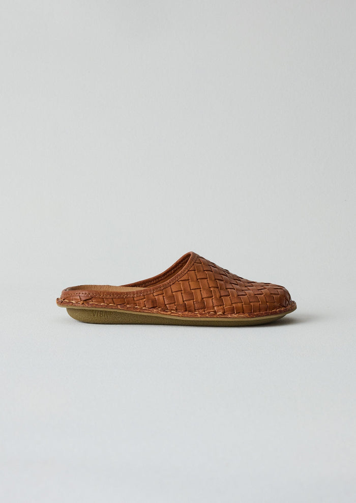 Vibae Roma Leather Woven Mules | Tan