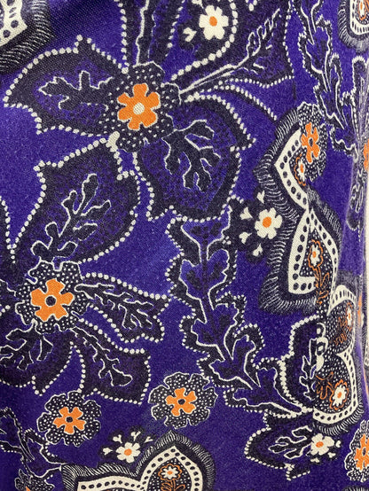 VINTAGE 60s 70s PURPLE WHITE ORANGE PSYCHEDELIC FLORAL DOTTY SHIRT DRESS 12