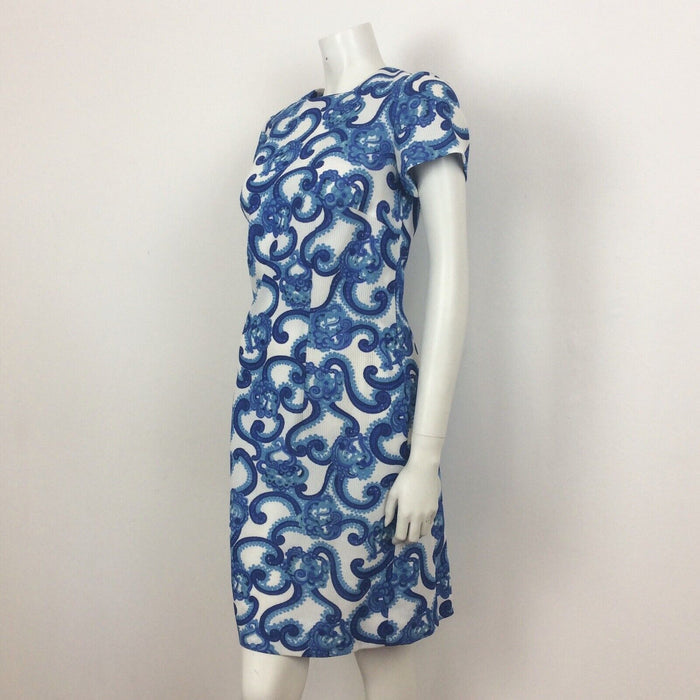 VINTAGE 60s PSYCHEDELIC GREEN YELLOW WHITE FLORAL PAISLEY MINI DRESS 16