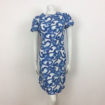 VINTAGE 60s PSYCHEDELIC GREEN YELLOW WHITE FLORAL PAISLEY MINI DRESS 16