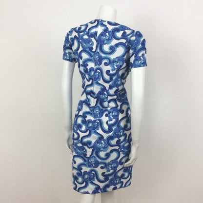 VINTAGE 60s PSYCHEDELIC GREEN YELLOW WHITE FLORAL PAISLEY MINI DRESS 16