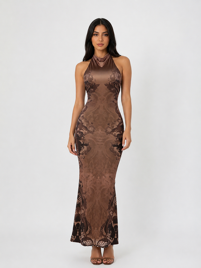 Vintage Halter Mermaid Maxi Dress - Velvet