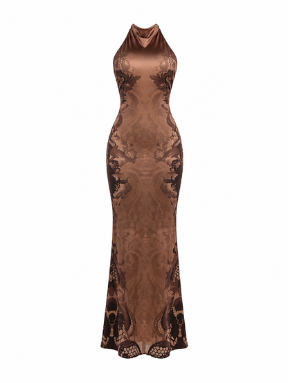 Vintage Halter Mermaid Maxi Dress - Velvet