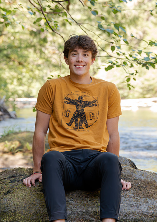 VITRUVIAN SASQUATCH - Unisex 100% Organic Cotton Tee - Gold