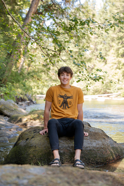 VITRUVIAN SASQUATCH - Unisex 100% Organic Cotton Tee - Gold