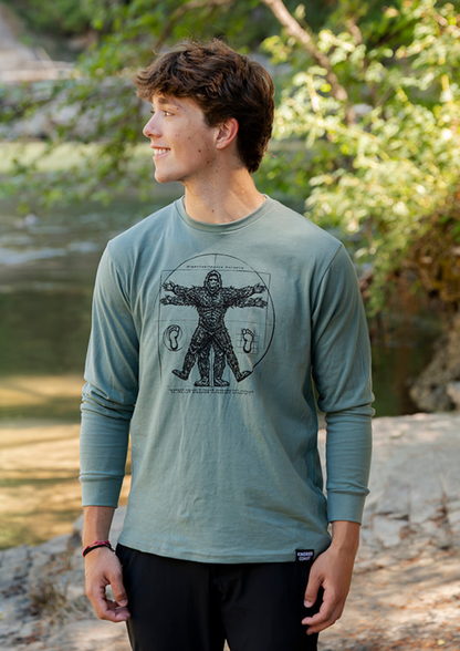 VITRUVIAN SASQUATCH - Unisex Organic Cotton Long Sleeve Tee -  Seafoam
