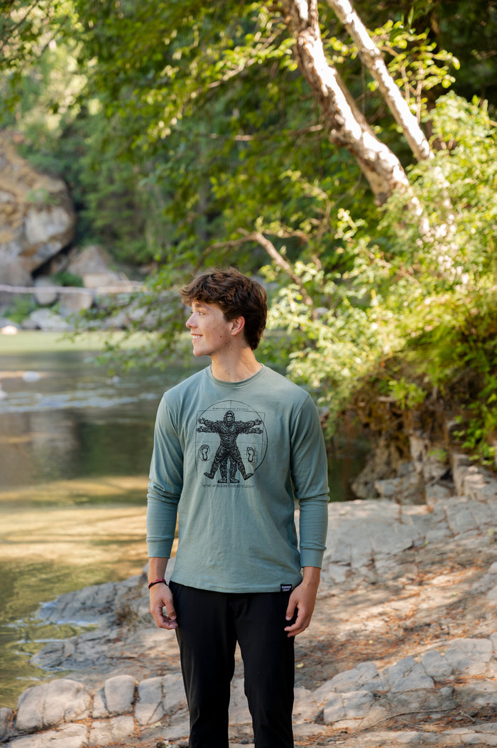 VITRUVIAN SASQUATCH - Unisex Organic Cotton Long Sleeve Tee -  Seafoam
