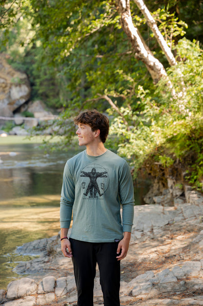 VITRUVIAN SASQUATCH - Unisex Organic Cotton Long Sleeve Tee -  Seafoam