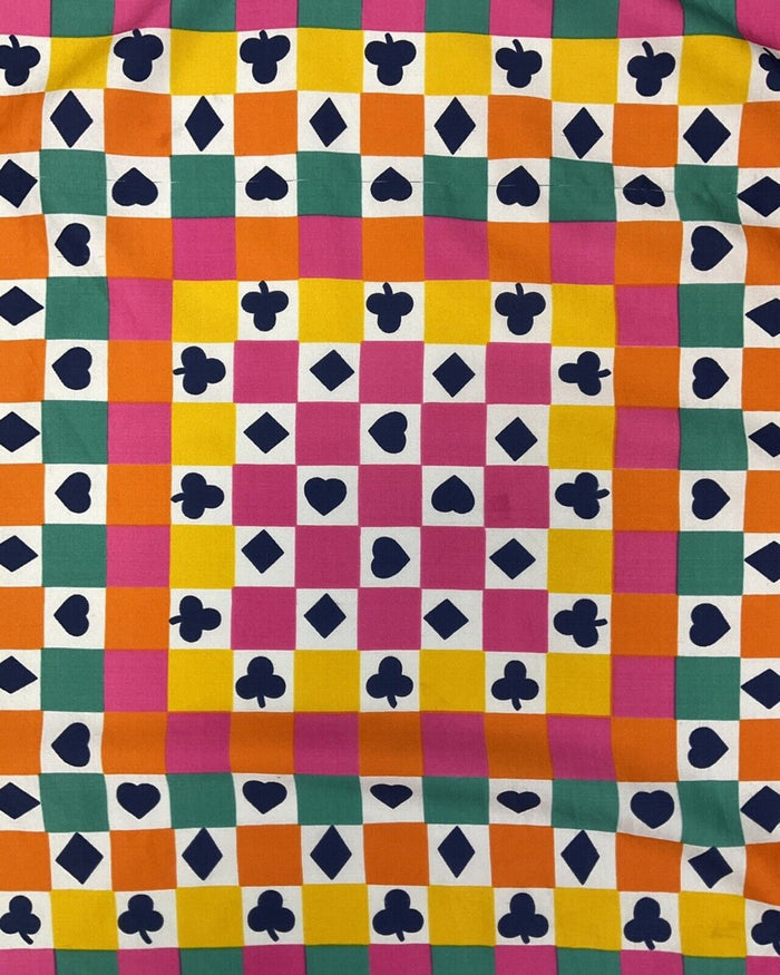 VTG 60s 70s BLUE PINK GREEN WHITE CHECKERBOARD HEART CLUB DIAMOND MOD SCARF