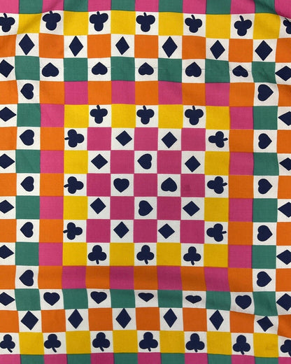 VTG 60s 70s BLUE PINK GREEN WHITE CHECKERBOARD HEART CLUB DIAMOND MOD SCARF