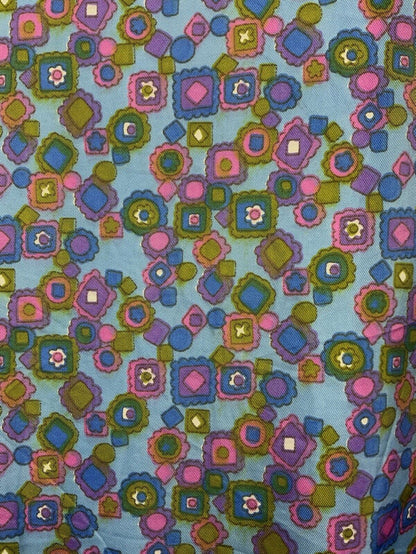 VTG 60s 70s BLUE PURPLE PINK GREEN FLORAL DAISY GEOMETRIC MOD SHIFT DRESS 8 10
