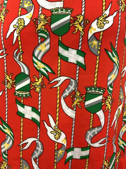 VTG 60s 70s RED ORANGE GREEN GREY FLAG LION CREST MOD DAGGER SHIRT DRESS 12 14