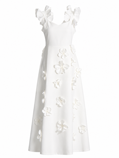 White Floral Appliqué Maxi Dress - Blossom