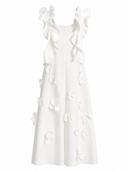 White Floral Appliqué Maxi Dress - Blossom