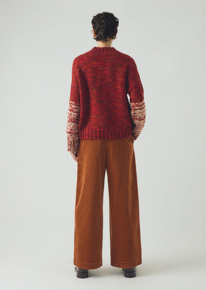 Wide Leg Organic Cord Trousers | Burnt Sienna