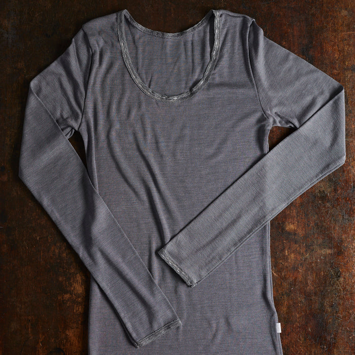 Women's Merino Wool/Silk Top - Grey