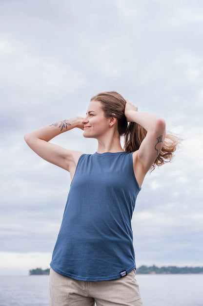 Women's Relaxed Organic Cotton Tank Top - Blank Apparel - Slate Blue