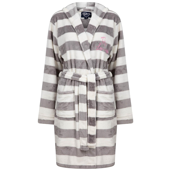 Womens Tokyo Laundry Dressing Gown Robe Grey/White Stripe S