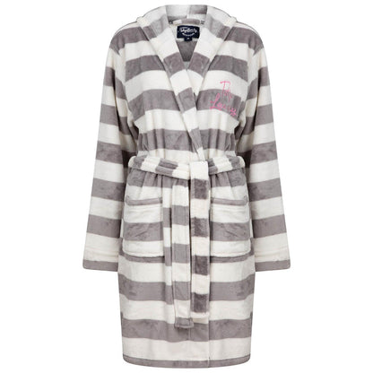 Womens Tokyo Laundry Dressing Gown Robe Grey/White Stripe S