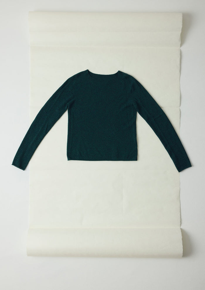 Wool Cashmere Neat Sweater | Forest Marl