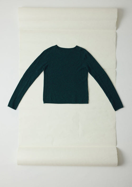 Wool Cashmere Neat Sweater | Forest Marl