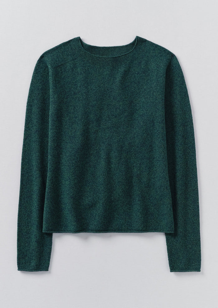 Wool Cashmere Neat Sweater | Forest Marl