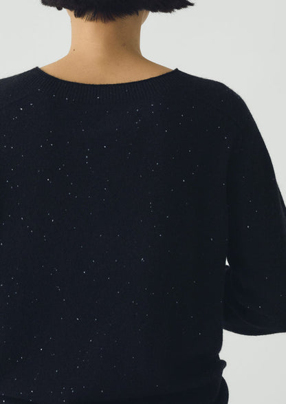 Wool Cashmere Neat Sweater | Night Sky