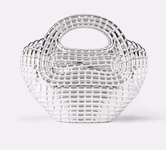 woven metallic top-handle clutch – AURUM