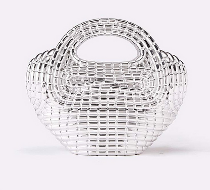 woven metallic top-handle clutch – AURUM