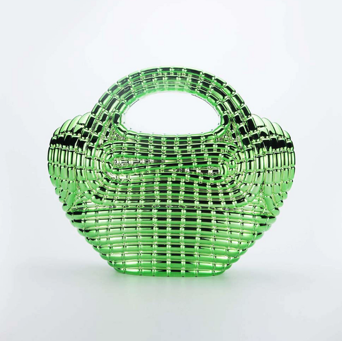 woven metallic top-handle clutch – AURUM