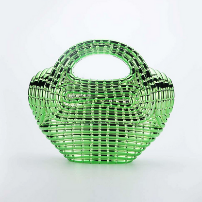 woven metallic top-handle clutch – AURUM