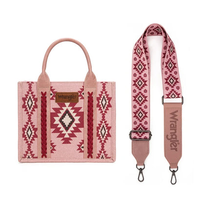 Wrangler Aztec Pattern Dual Sided Print -Tote/Crossbody -Dark Pink