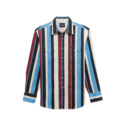 Wrangler Boys Vintage Brushpopper Long Sleeve Shirt in Blue Multi