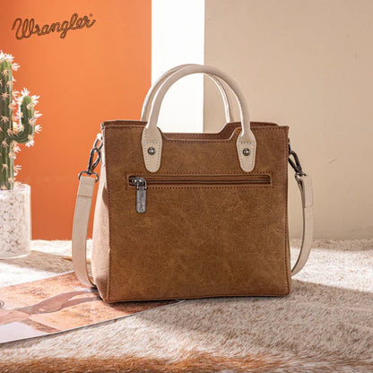 Wrangler Braided Whipstitch Top Handle Tote/Crossbody in Brown