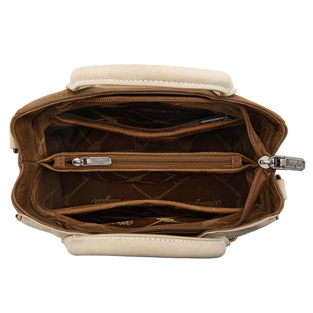 Wrangler Braided Whipstitch Top Handle Tote/Crossbody in Brown