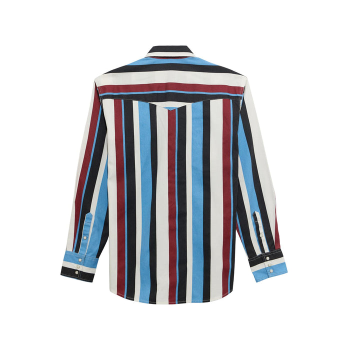 Wrangler Brushpopper Vintage Inspired Long Sleeve Shirt in Blue Multi
