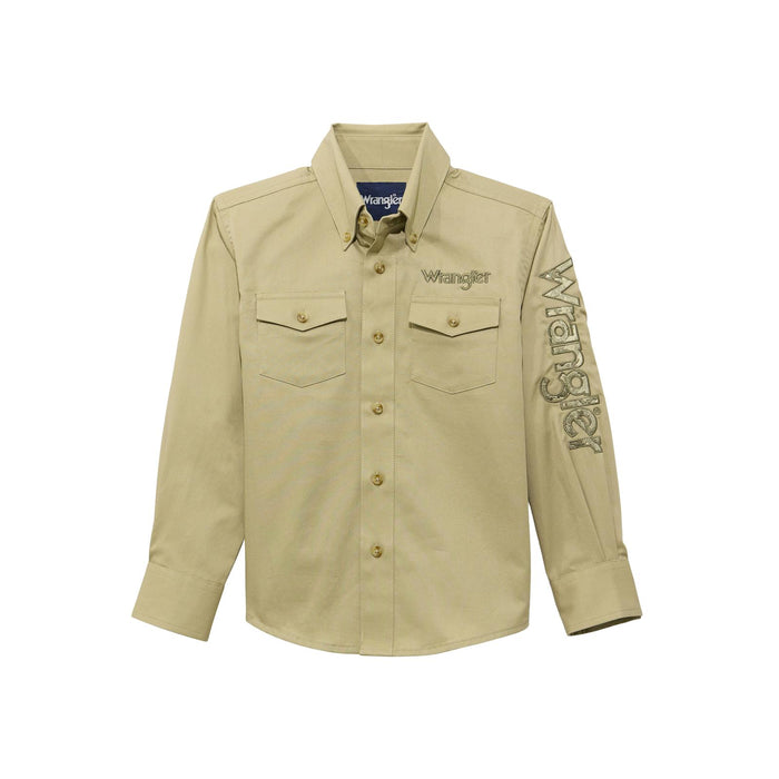 Wrangler Logo Long Sleeve Shirt in Brown