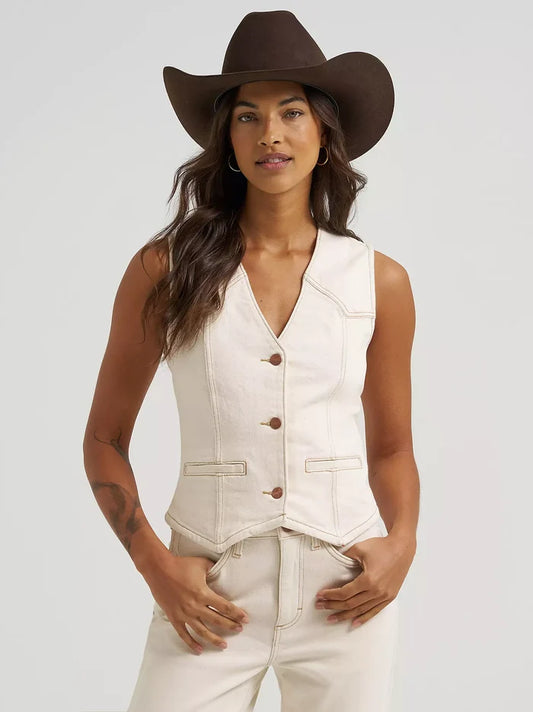Wrangler Retro Vintage Denim Vest in White