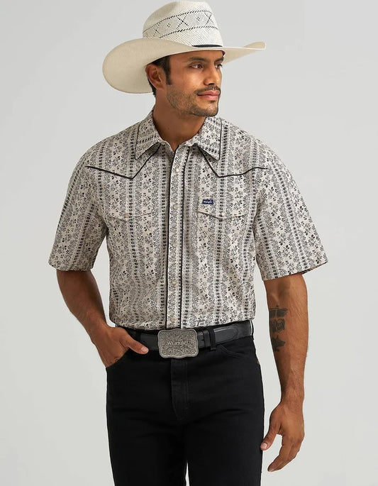 Wrangler Vintage Inspired Short Sleeve Shirt Black/White